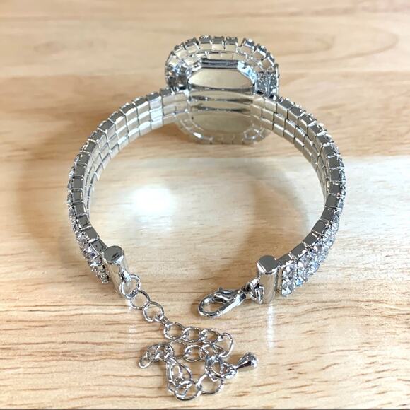 New Sapphire blue crystal crystal collar necklace earrings bangle bracelet set - Picture 9 of 11